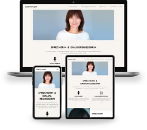 Mock ups der Website von Sprecherin Suzanne Vogdt