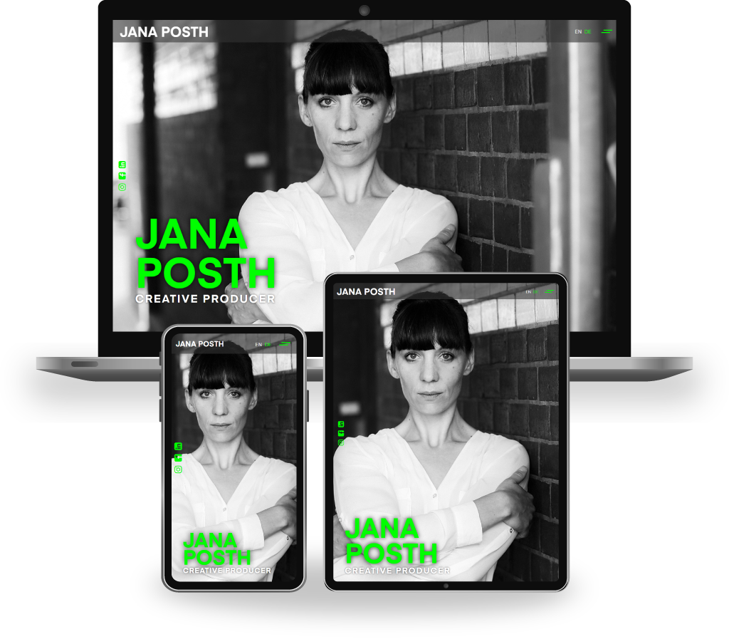 Mock ups der Website von Festival Director Jana Posth