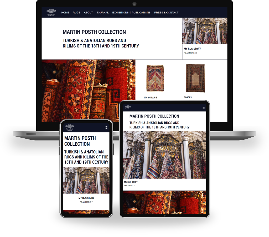 Mock ups der Website von der Martin Posth Collection