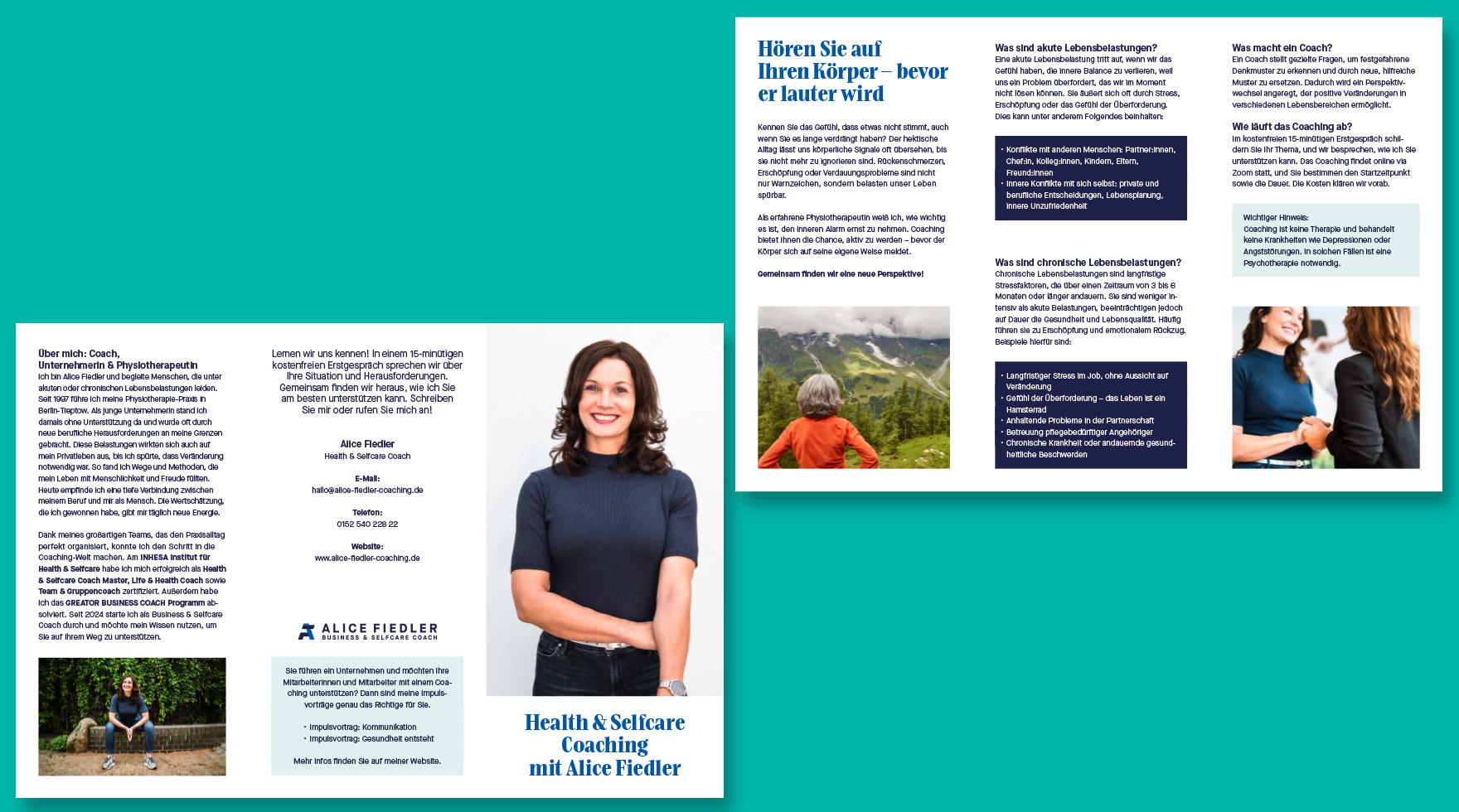 Faltblatt Design für Business Coach Alice Fiedler