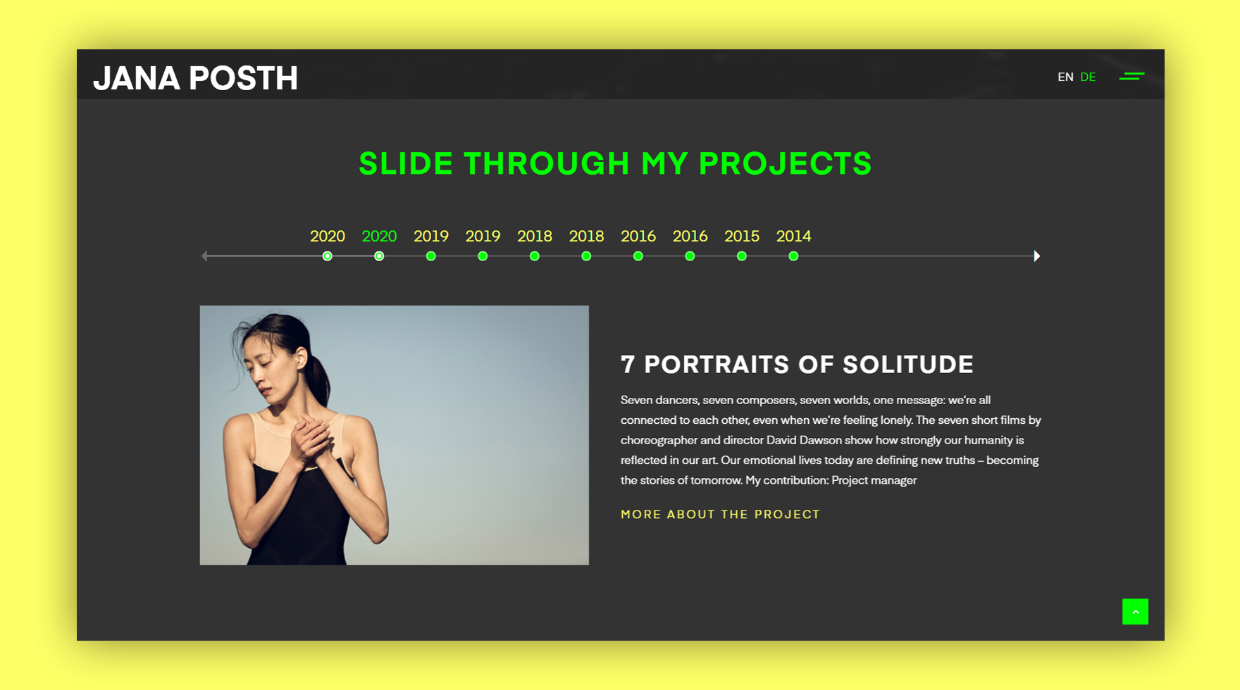 Mockup des Desktop Layouts im Responsive Design für die Website von Festival Director Jana Posth