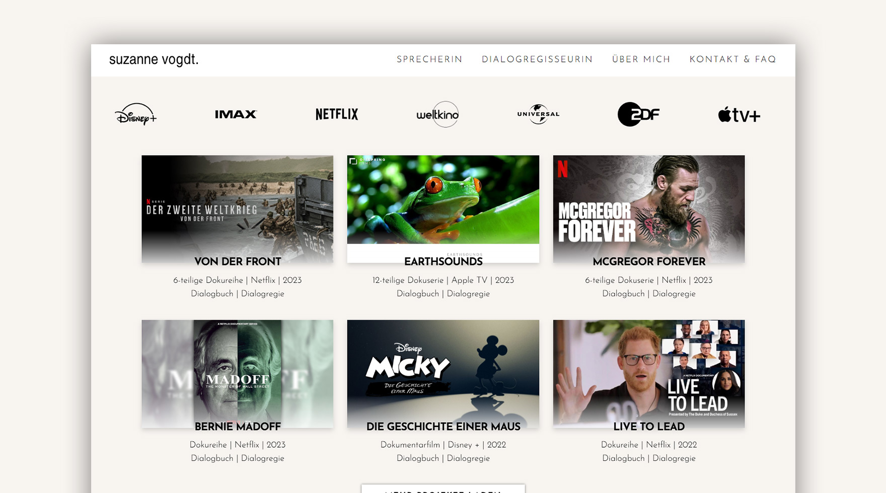 Mockups des Desktop Layouts im Responsive Design die Website von Sprecherin und Dialogregisseurin Suzanne Vodgt