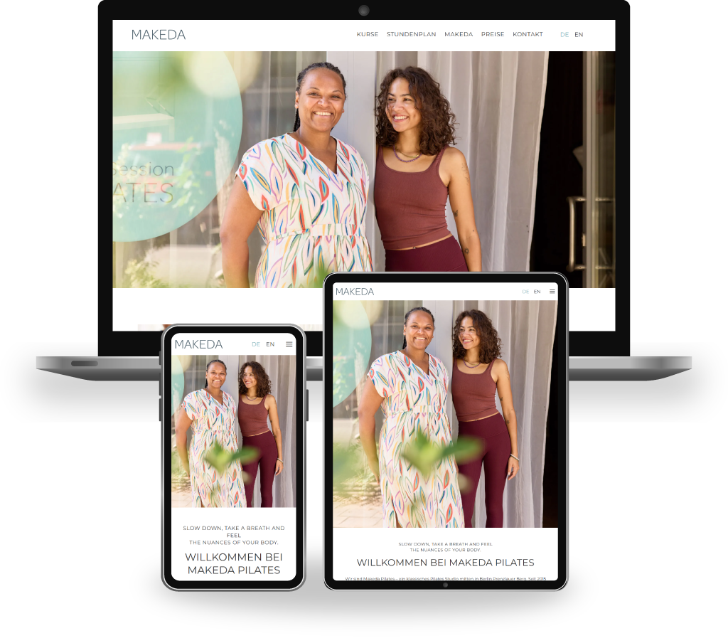 Mock up der Website des Yoga Studios Makeda Berlin