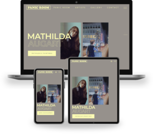 Mock up der Website der Online Galerie Panic Gallery